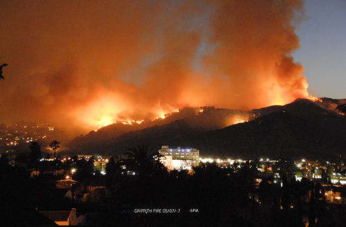 Griffith Park Fire, Glendale view