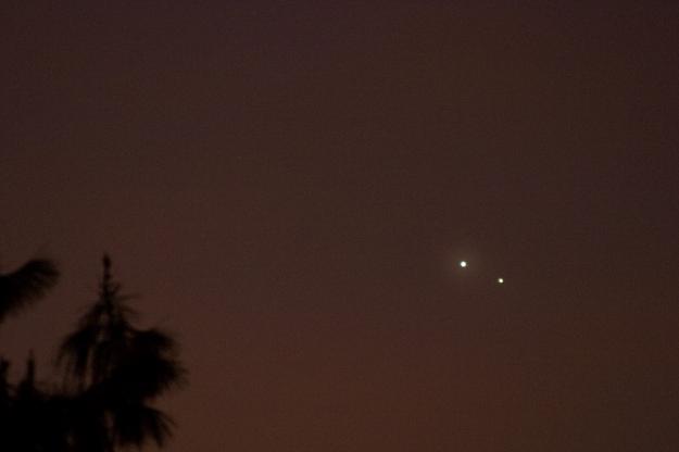 Venus and Jupiter shining in the dark Colombian sky