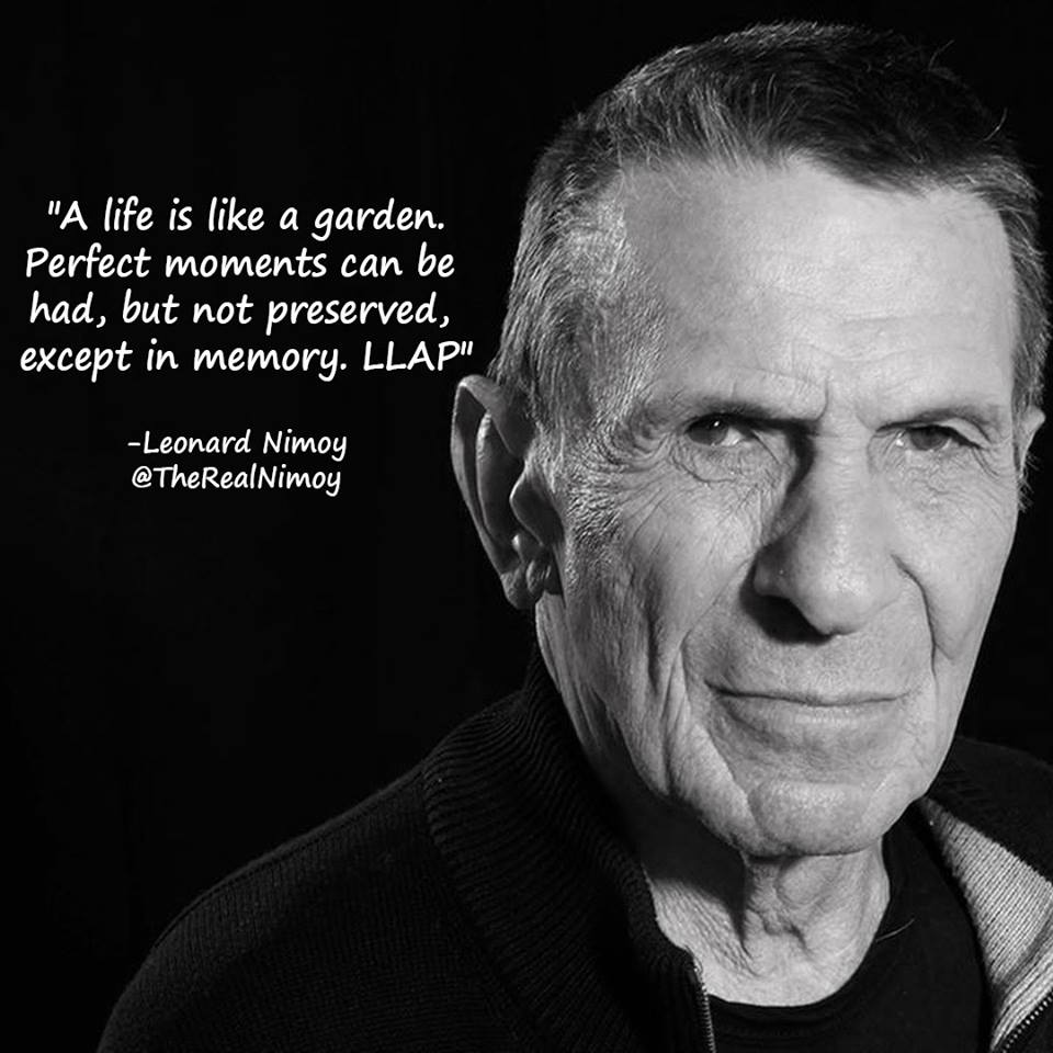 A life is like a garden. Perfect moments can be had, but not preserved, except in memory. LLAP