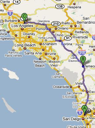 San Diego to Los Angeles via Interstate 15